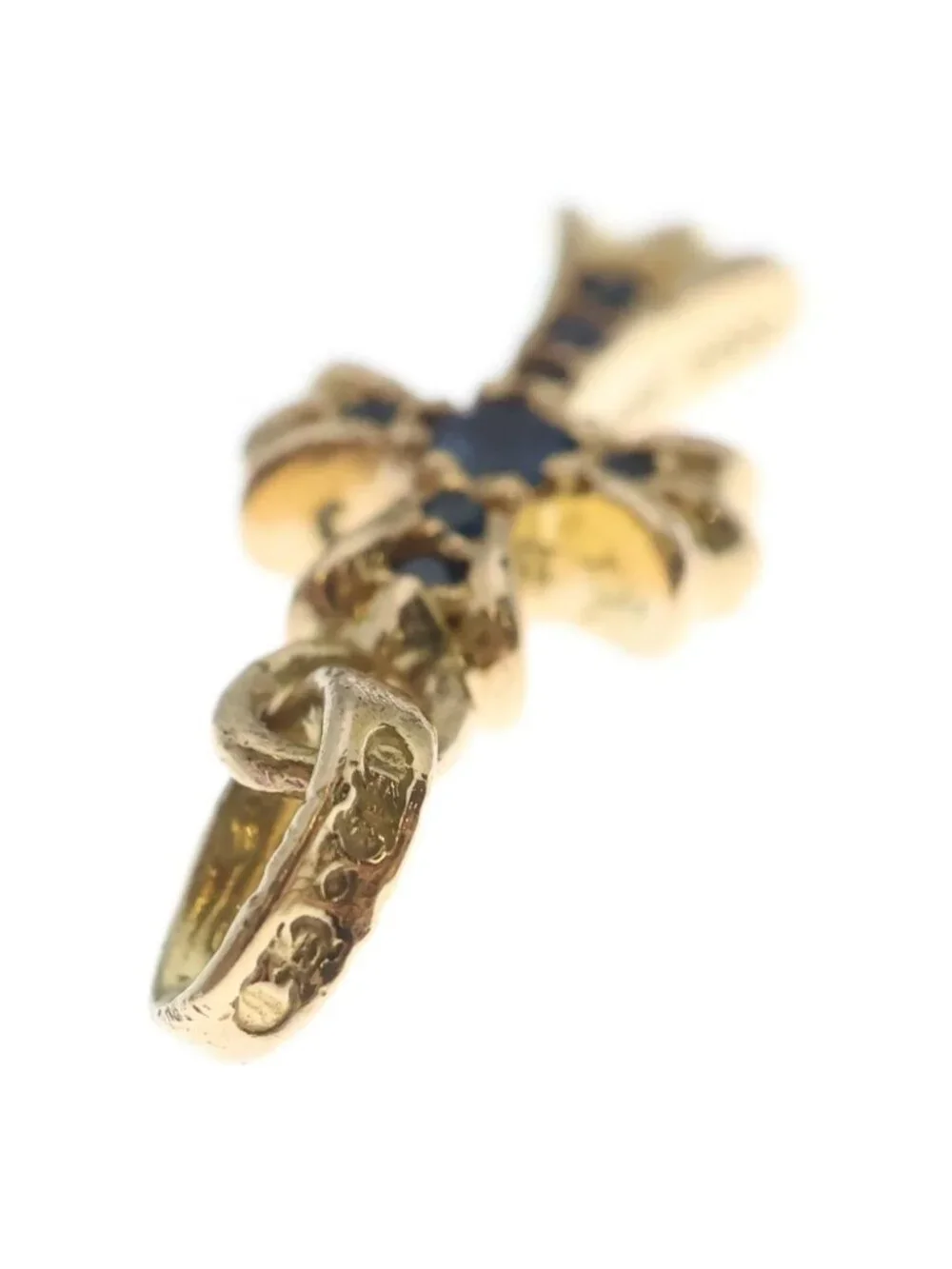 Chrome Hearts 22k Cross Baby Fat P Sap B Babyfat Pave Blue Sapphire Charm Gold